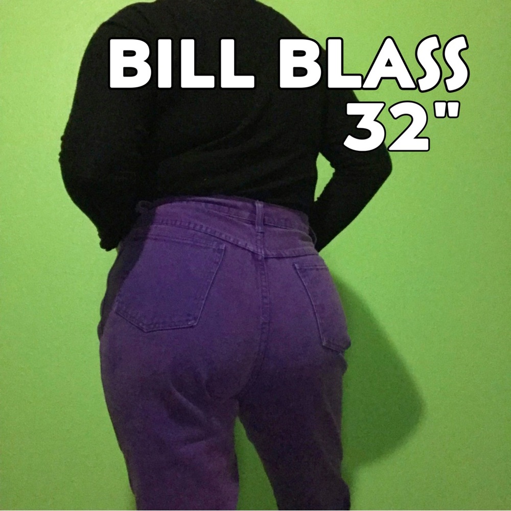 Vintage Bill Bass Purple Jeans 100% cotton denim straight tapered leg mom jeans